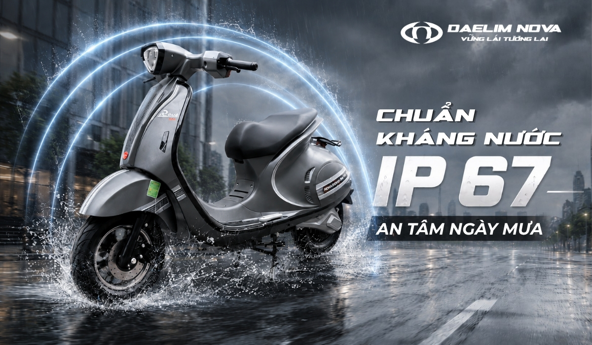 Xe máy điện Daelim Nova với động cơ chống nước IP67