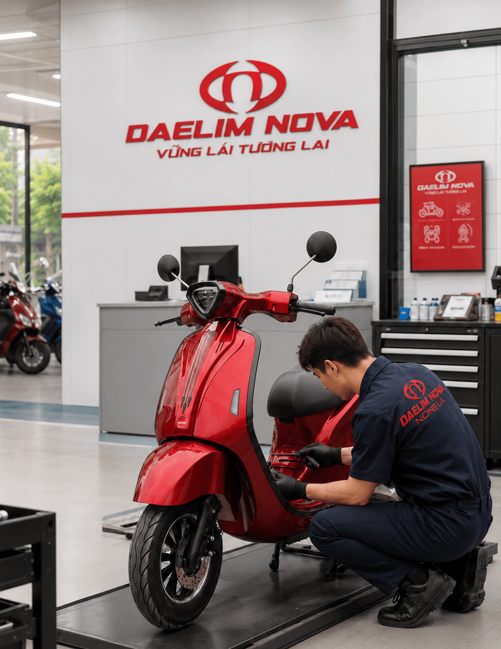 Kiểm tra định kỳ tại đại lý giúp phát hiện sớm tình trạng ắc quy và hỗ trợ bảo quản xe máy điện hiệu quả hơn trong thời tiết nắng nóng.